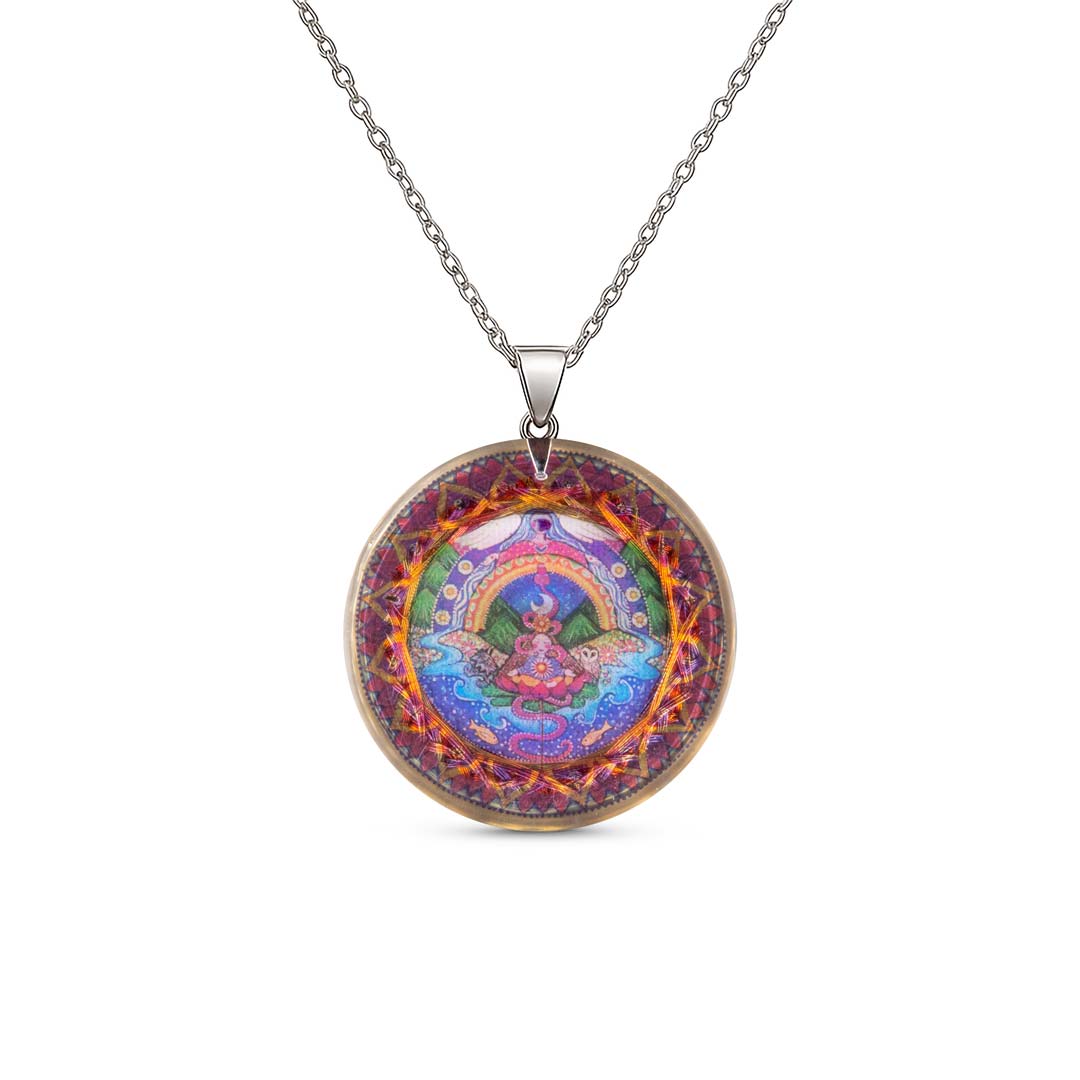 Metayantra Quantum Resonator Necklace 7th Chakra Sahasrara for spiritual connection: Quartz, copper and sacred geometry
