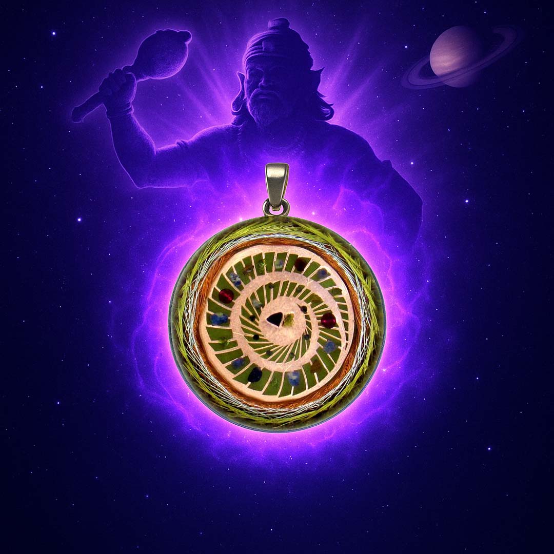 Hanuman Protector from the harmful influence of Saturn 14k gold, silver and copper coil