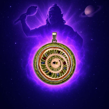Hanuman Protector from the harmful influence of Saturn 14k gold, silver and copper coil
