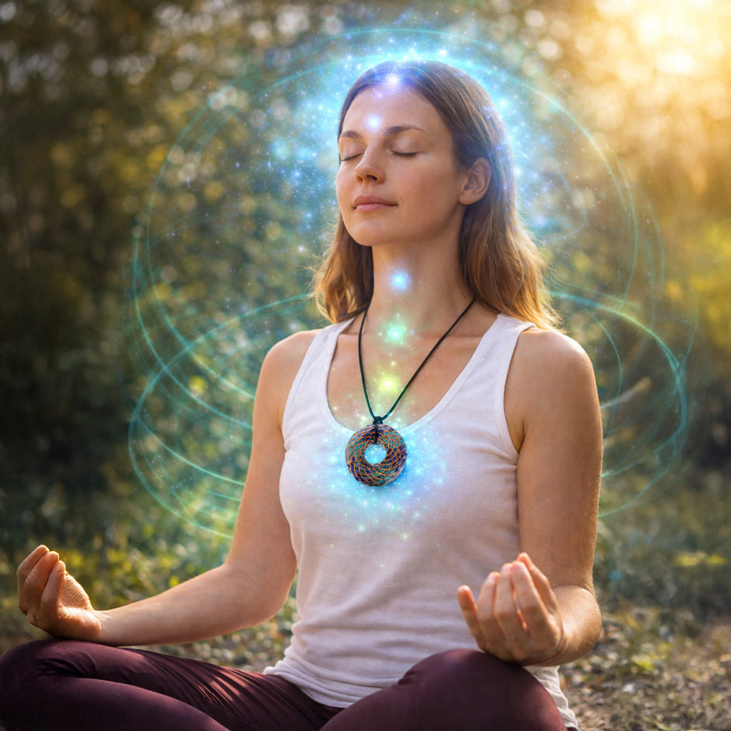 iTorus Crystal Pendant | Rodin Coil 369 Necklace with Lapis Lazuli, Turquoise & Amethyst | Energy Healing Jewelry | Sacred Geometry Toroidal Pendant