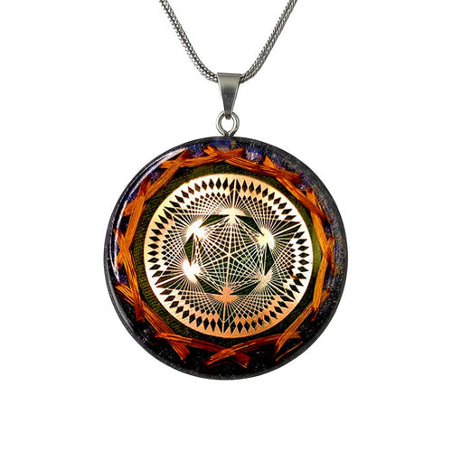 Orgonite Cellular Regenerator Necklace with Crop Circle and Dodecahedral Matrix with 5G PROTECTION