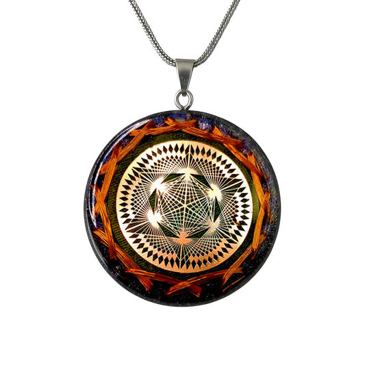 Orgonite Cellular Regenerator Necklace with Crop Circle and Dodecahedral Matrix with 5G PROTECTION