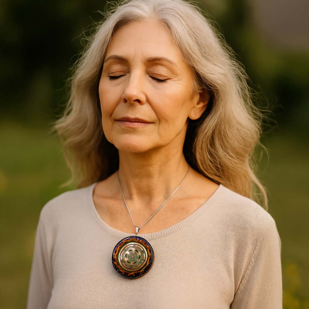 Orgonite Cellular Regenerator Necklace with Crop Circle and Dodecahedral Matrix with 5G PROTECTION