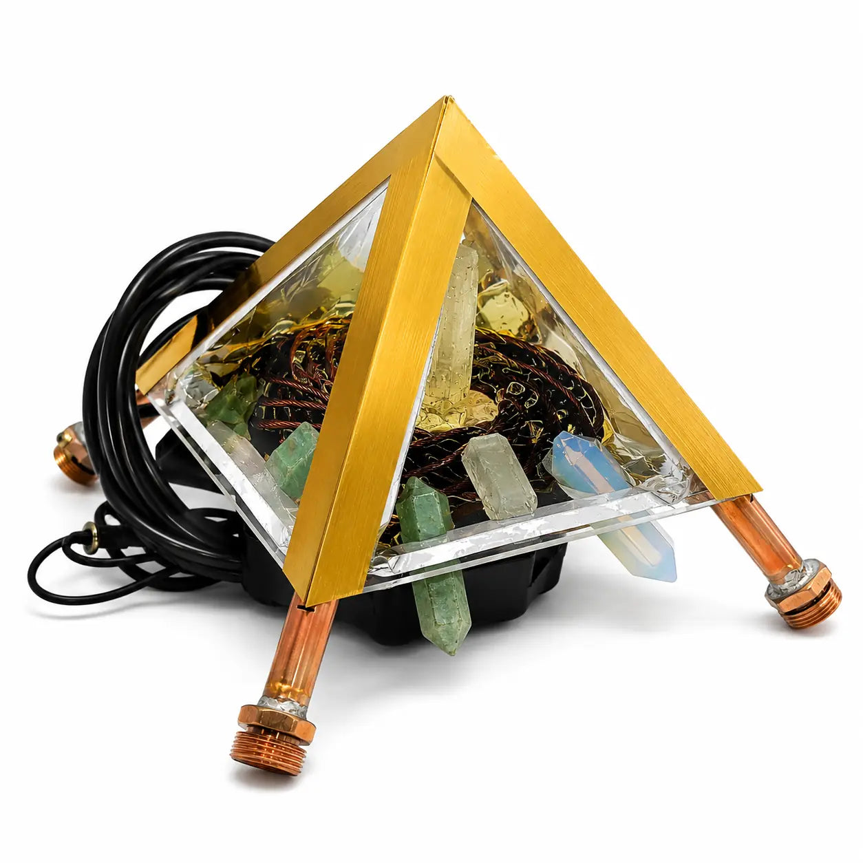 Copper Pyramid with Quantum Vortex PEMF | NEXUS CORE 3-System | 624m Rodin Coil | Rife Frequencies 1Hz–150kHz | Strobe Light Therapy | Frequency Lab AI Included | Giza 51° Sacred Geometry | Selenite | Collapsible | Handmade — Metayantra
