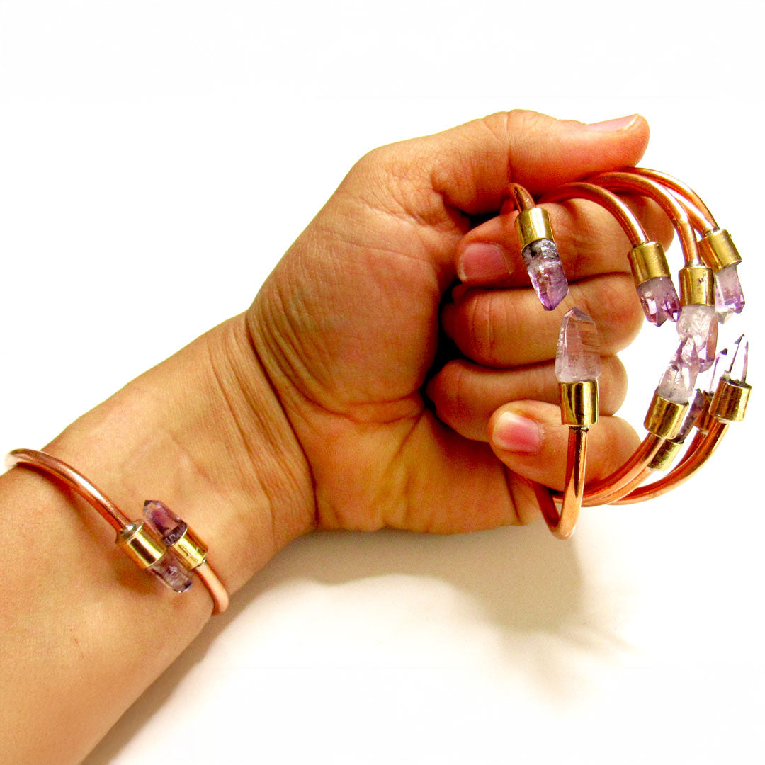 Amethyst & Copper Healing Bracelet | Sacred Bioenergetic Circuit | Joint Pain + Anxiety Relief + Energy Protection | 100% Pure Copper | Handmade | Metayantra