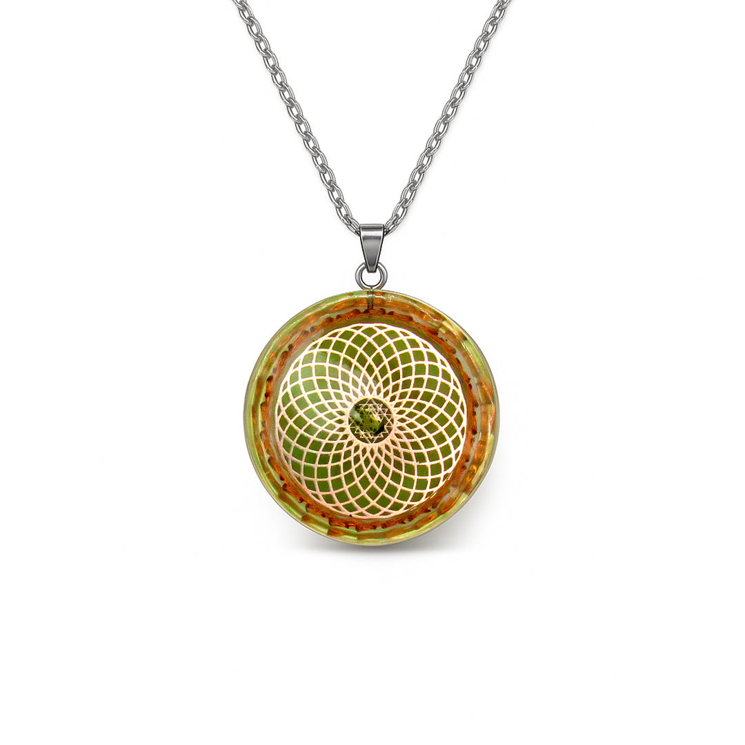 Double Sri Yantra Moldavite Cosmic Sensor