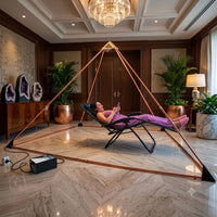 Thumbnail for Copper Pyramid with Quantum Vortex PEMF | NEXUS CORE 3-System | 624m Rodin Coil | Rife Frequencies 1Hz–150kHz | Strobe Light Therapy | Frequency Lab AI Included | Giza 51° Sacred Geometry | Selenite | Collapsible | Handmade — Metayantra