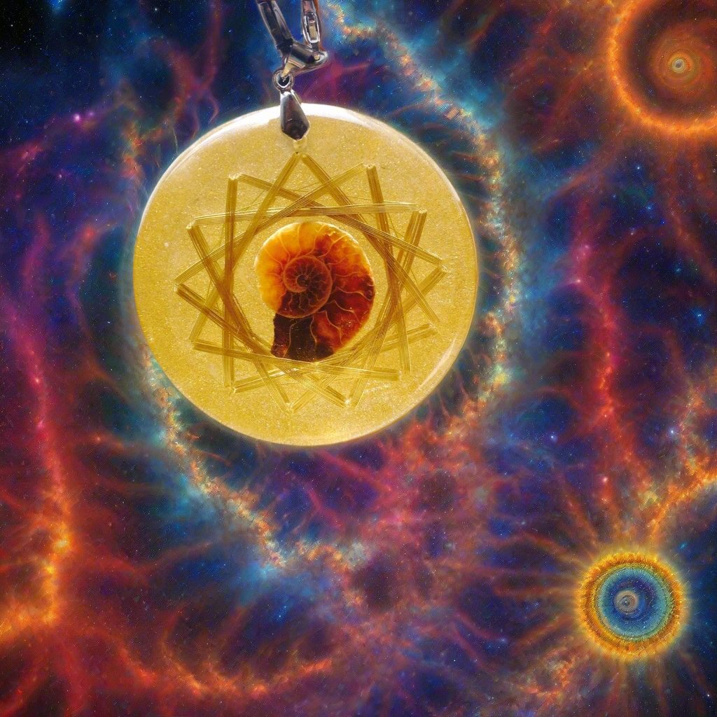 13 Vortex Fibonacci Series Auric Golden Proportion with Amonite - Metayantra Consciencia