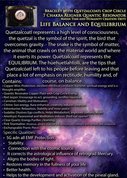 Bracelet with Quetzalcoatl Crop Circle 7 Chakra Aligner Quantic Resonator - Metayantra Consciencia
